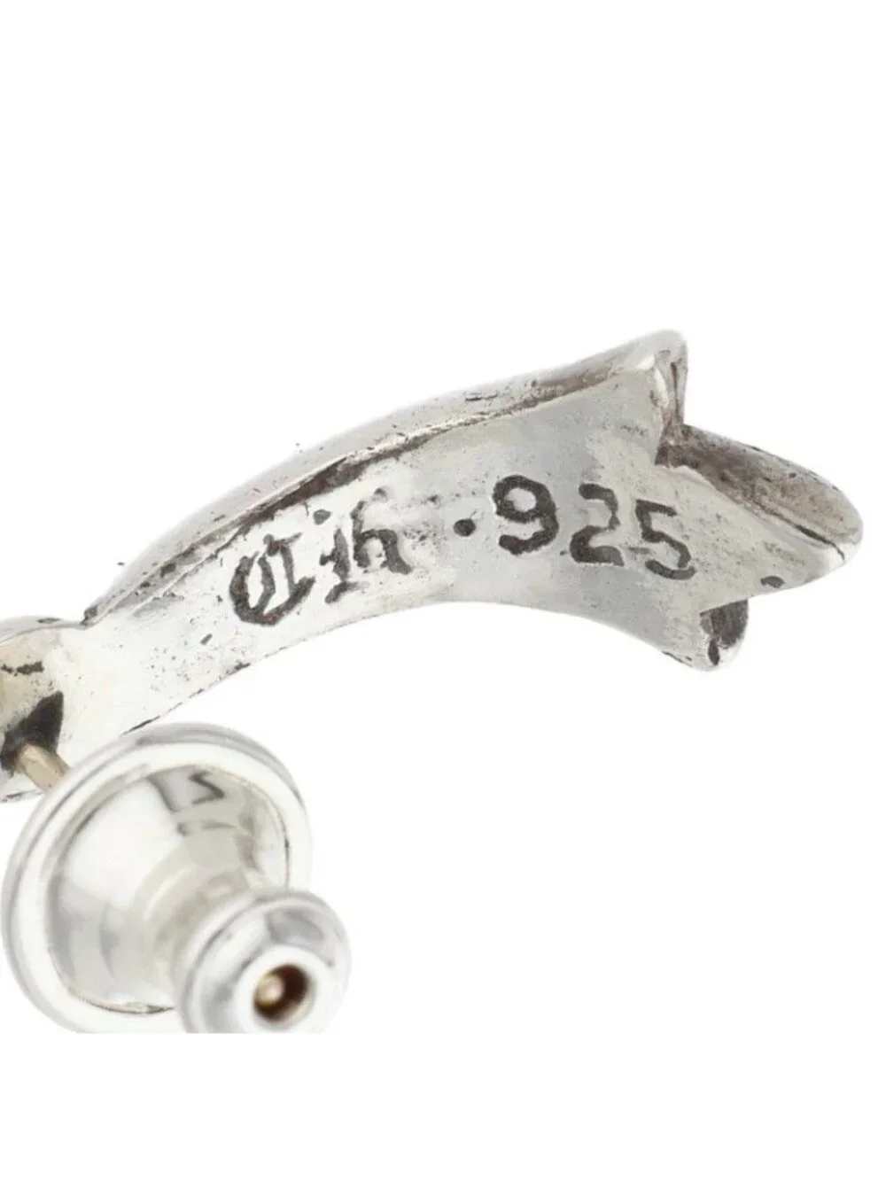 Chrome Hearts Stud Crsstal Cross Tail Silver Earrings